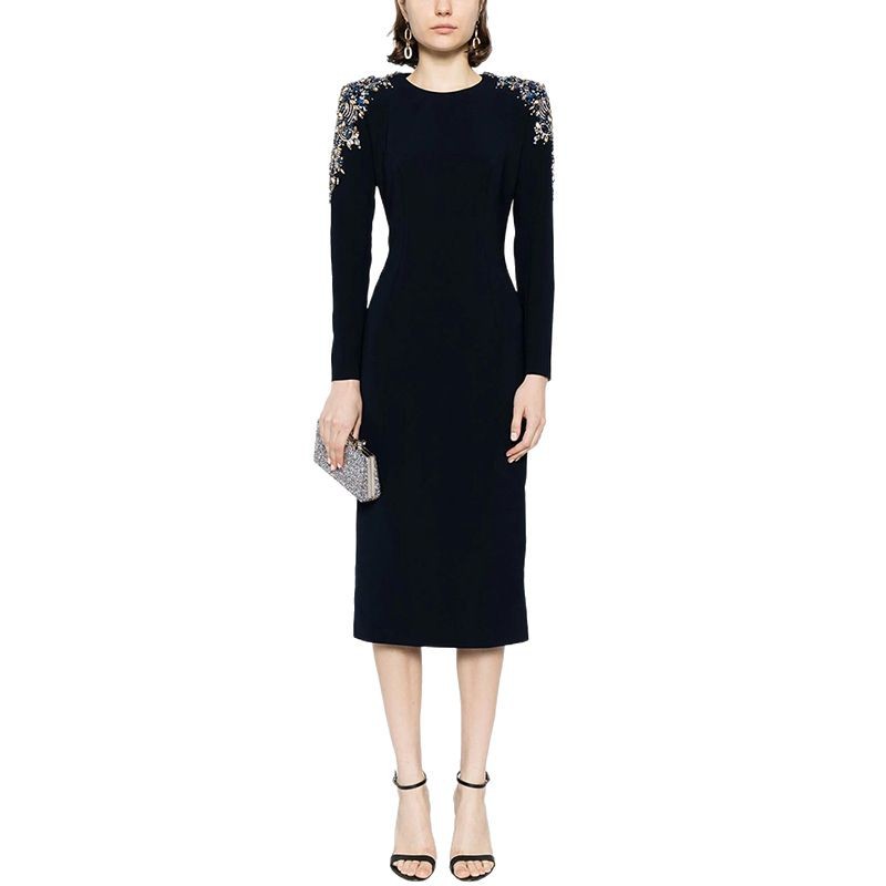 Fashionable Long Sleeve Embellished Dress - Image 5