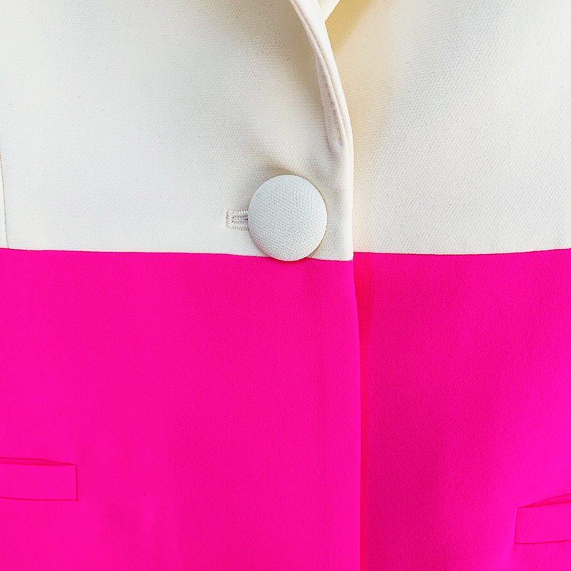 Trendy Color Block Blazer And Flared Pants Set - Image 4