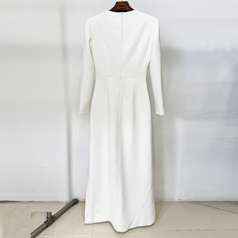Elegant Floral Long Sleeve Maxi Dress With Cotton Blend - Image 3