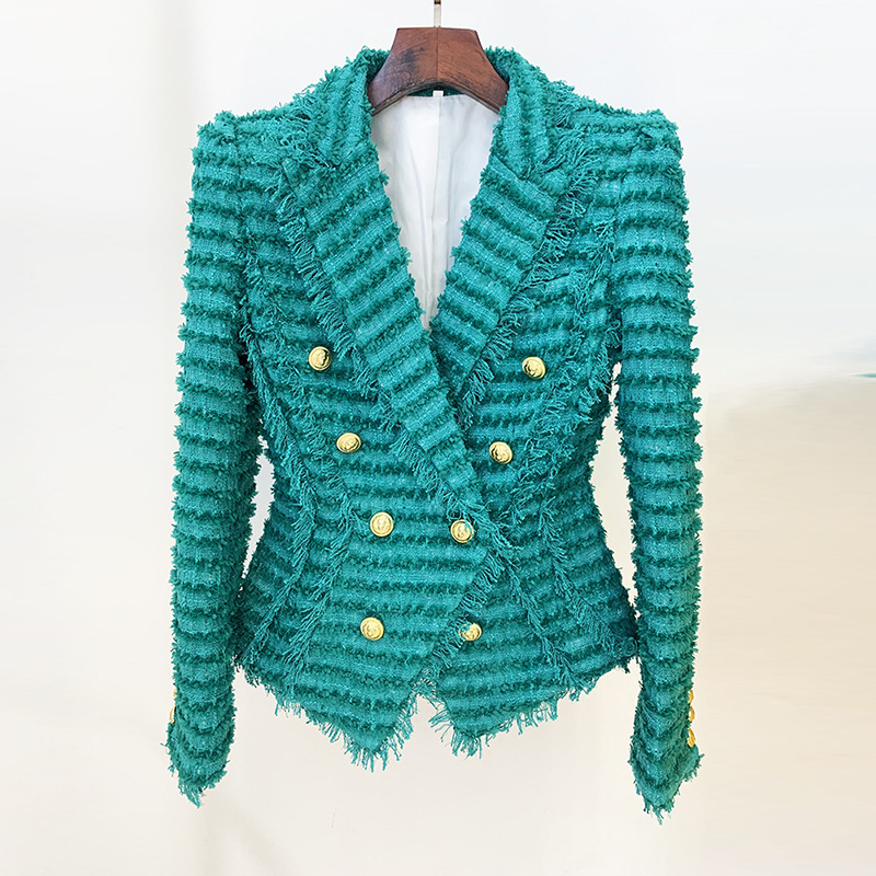 Trendy Fringed Tweed Blazer For Elegant Style - Image 2