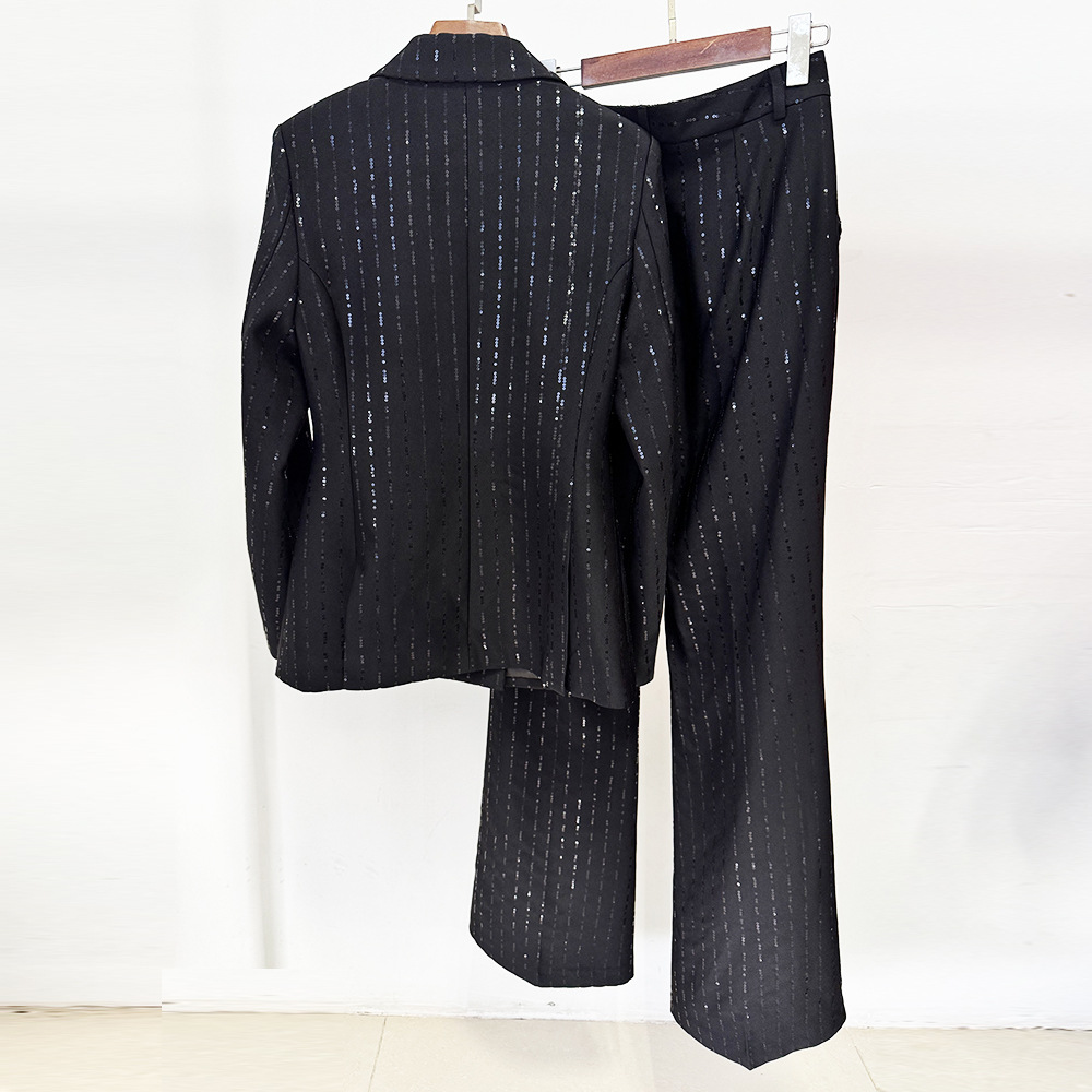 Sequin Blazer And Pants Set Stylish Casual Outfit - Image 3
