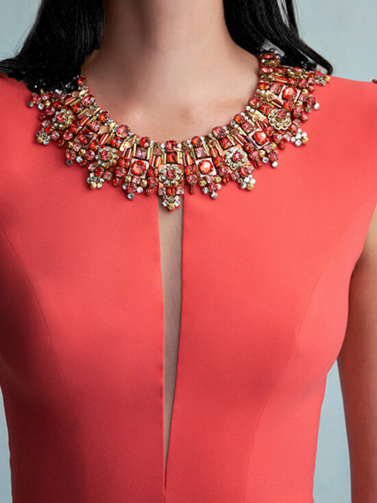 Fashionable Red Beaded Sequin Dress For Women