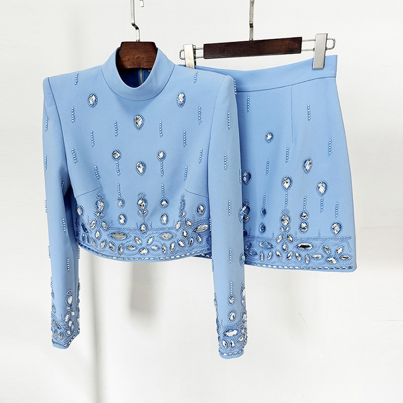 French Romantic Short Sleeve Jacket And Skirt Set - Image 5