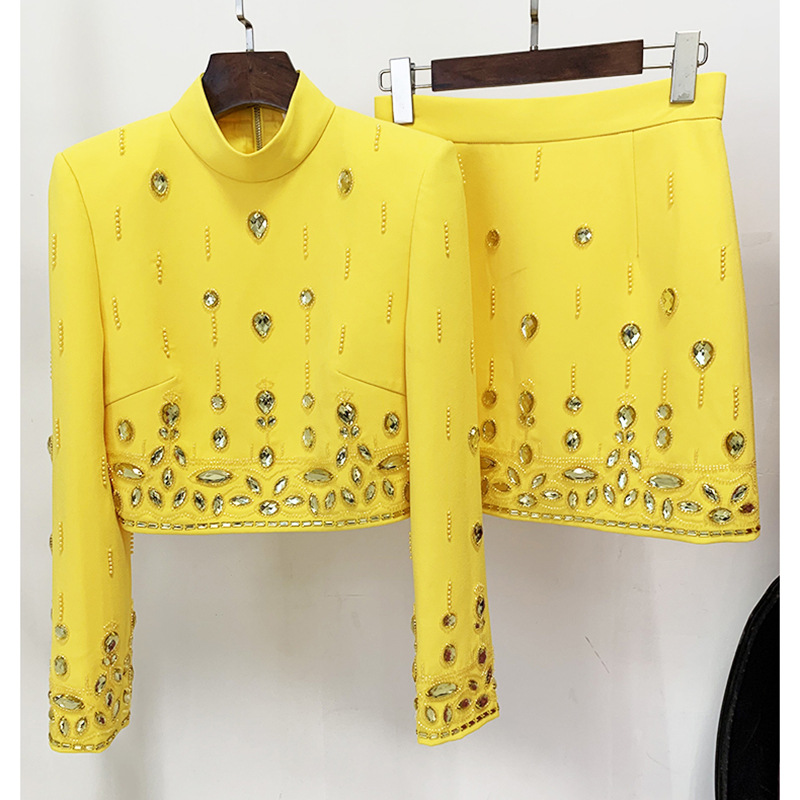 French Romantic Short Sleeve Jacket And Skirt Set