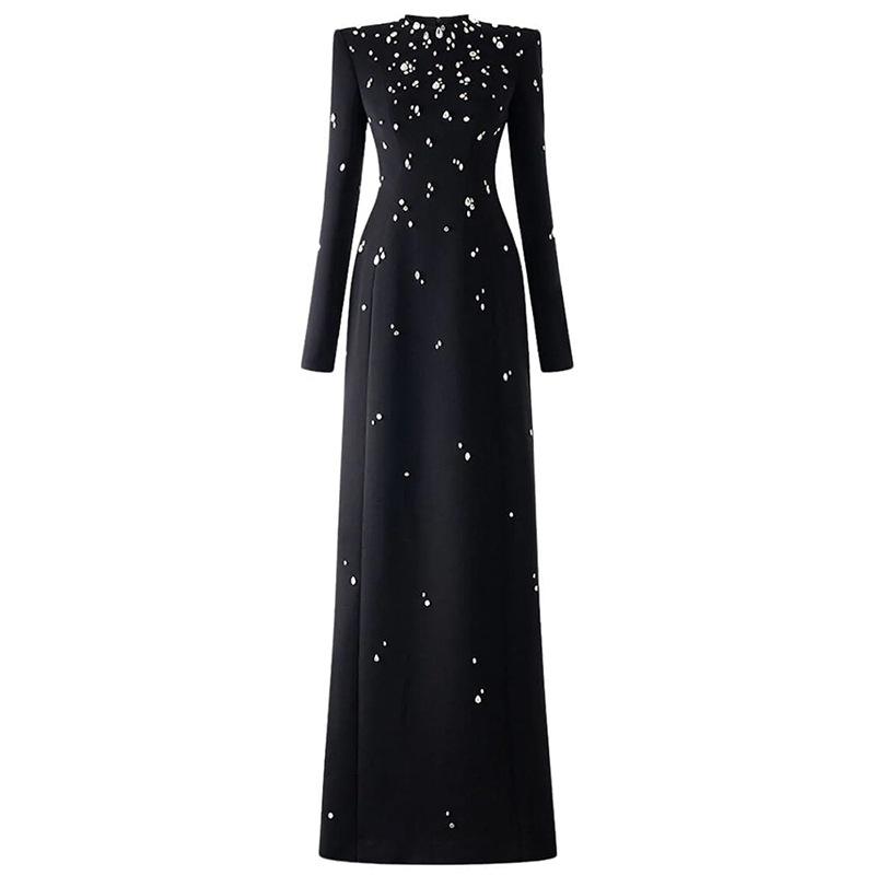 Elegant Beaded Long Sleeve Maxi Dress For Special Occasions - Image 5