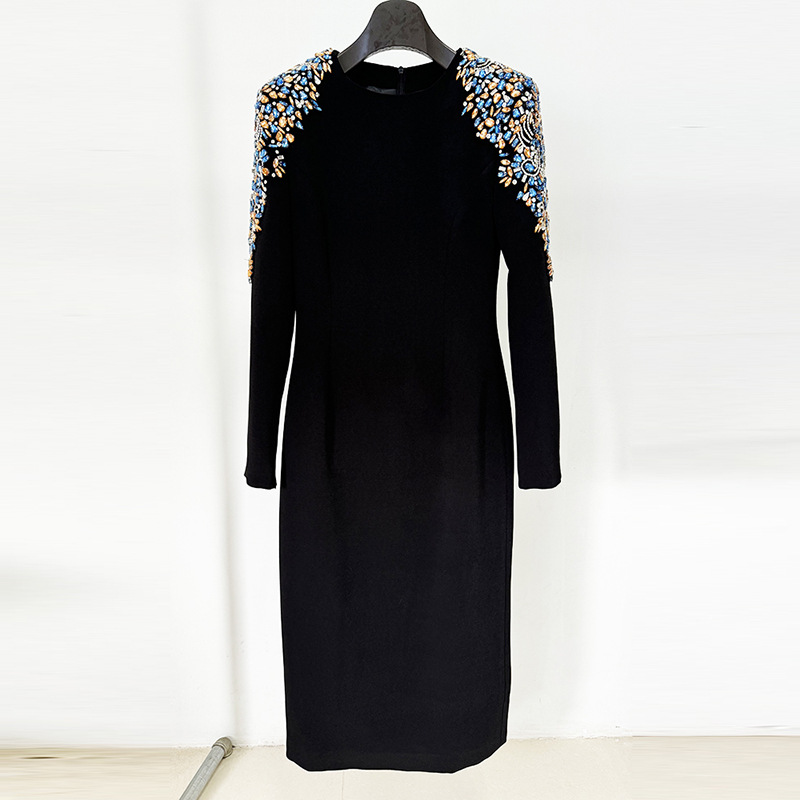 Fashionable Long Sleeve Embellished Dress - Image 6