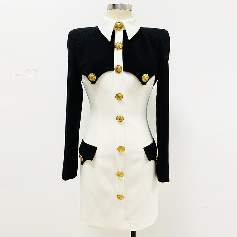Trendy Color Block Bodycon Shirt Dress - Image 2