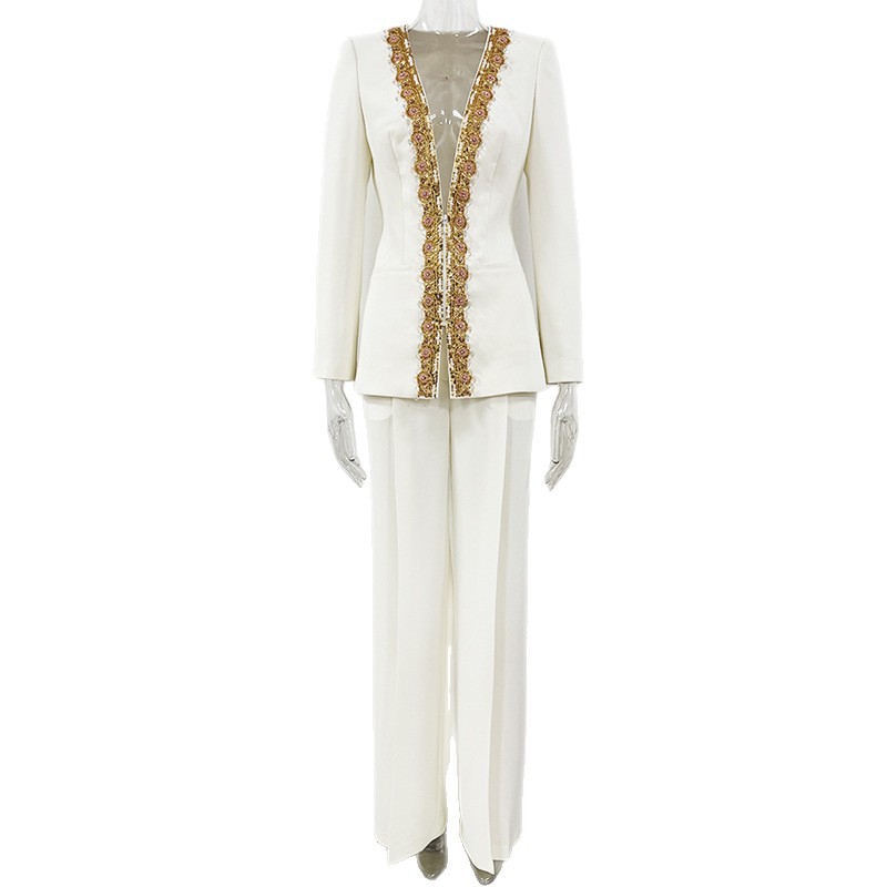 Fashionable Sequin Embellished Jacket And Pants Set - Image 5