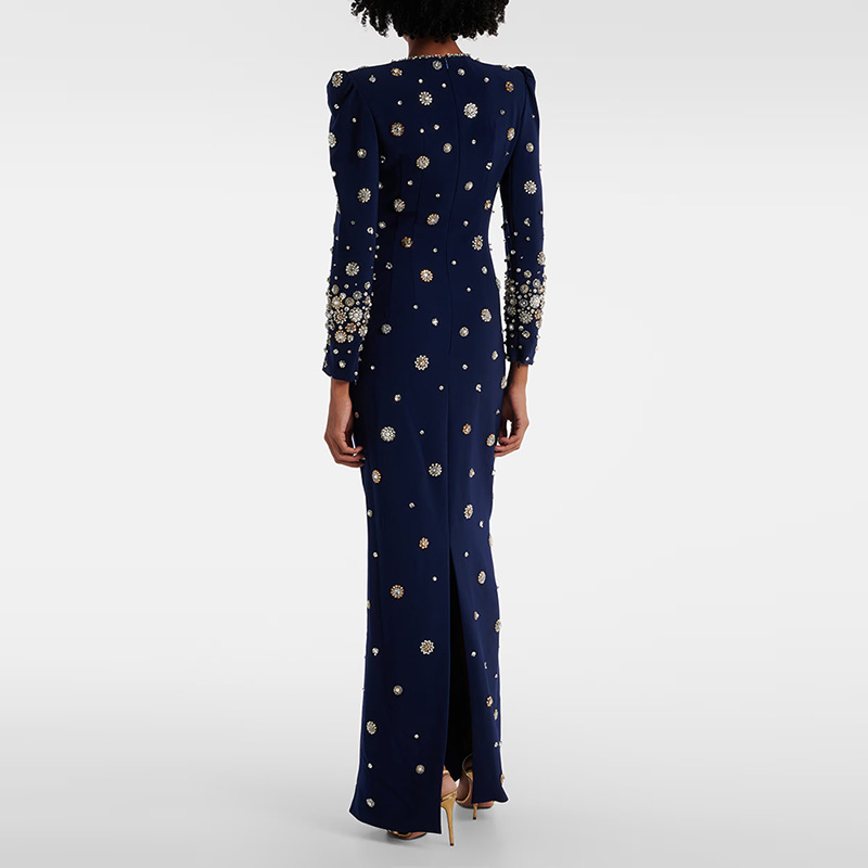 Elegant Long Evening Dress With Beaded Detail - Image 2