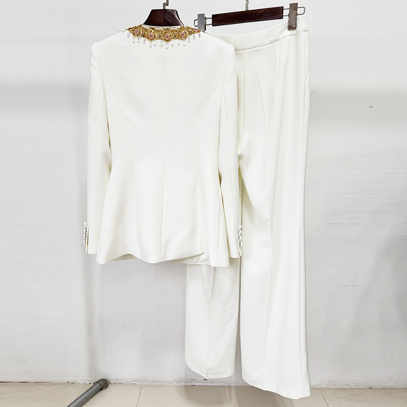 Fashionable Sequin Embellished Jacket And Pants Set - Image 3