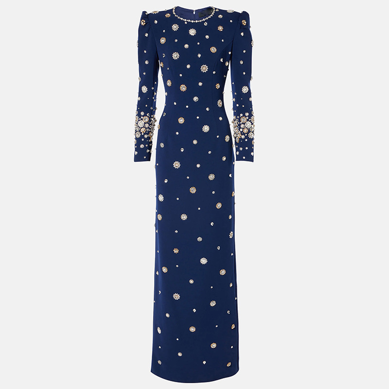 Elegant Long Evening Dress With Beaded Detail