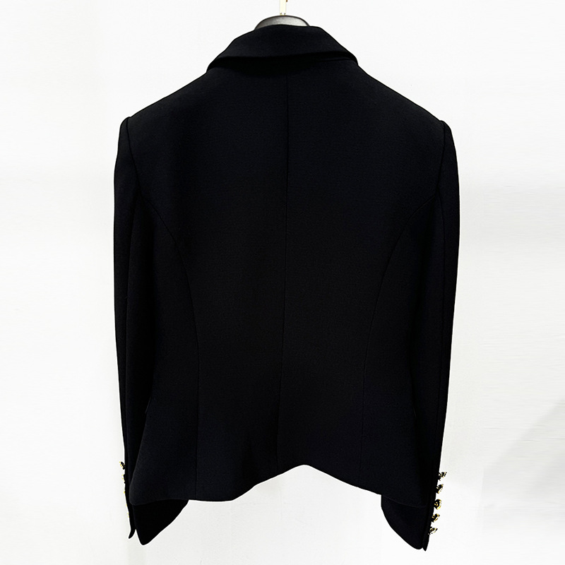 Fashionable Color Block Blazer With Metal Rose Button - Image 3
