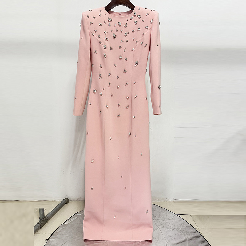Elegant Beaded Long Sleeve Maxi Dress For Special Occasions - Image 8