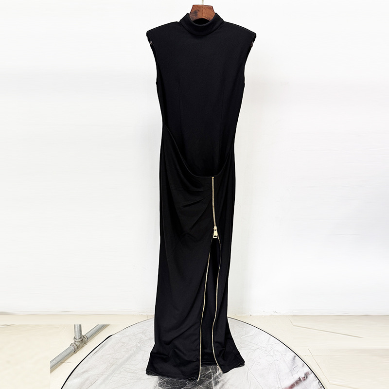 Elegant Sleeveless Zip Front Maxi Dress - Image 6