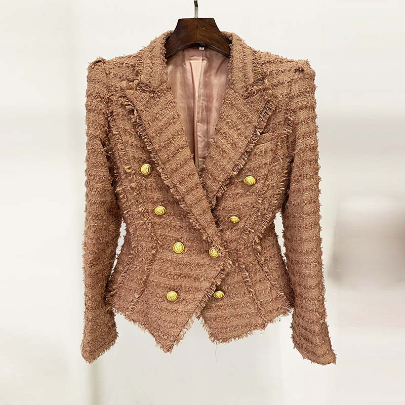 Trendy Fringed Tweed Blazer For Elegant Style - Image 4