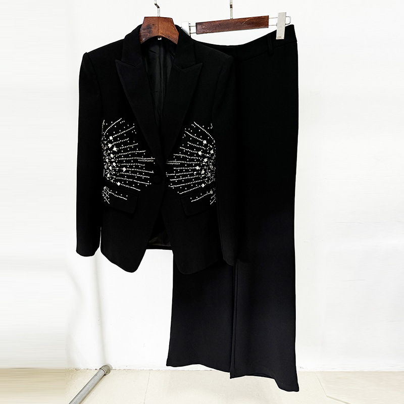 Trendy Elegant Beaded Suit Set With Long Pants - Image 2