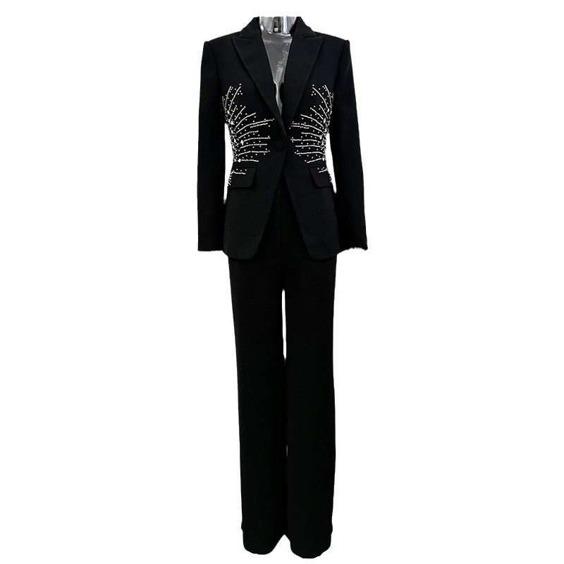 Trendy Elegant Beaded Suit Set With Long Pants - Image 5