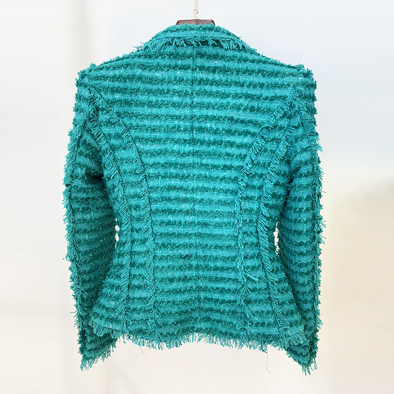 Trendy Fringed Tweed Blazer For Elegant Style - Image 3